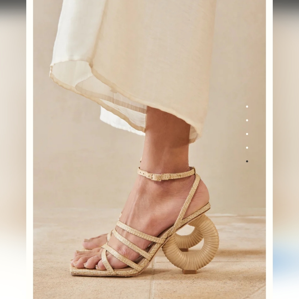 cult gaia Raffia Spiral Heel Sandals in Natural Beige